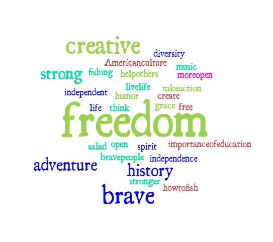 This tagcloud was compiled from surveys conducted by visiting Chinese students in the Summer of 2018.