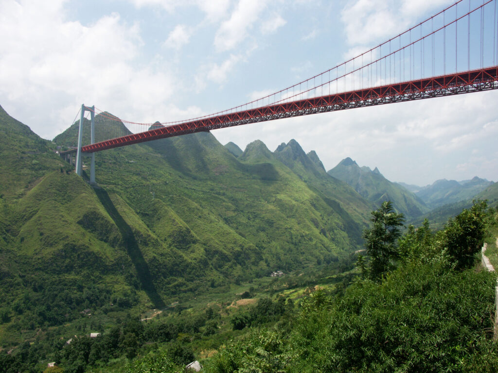 Balinghe Bridge in Guizhou. 1,214 feet high